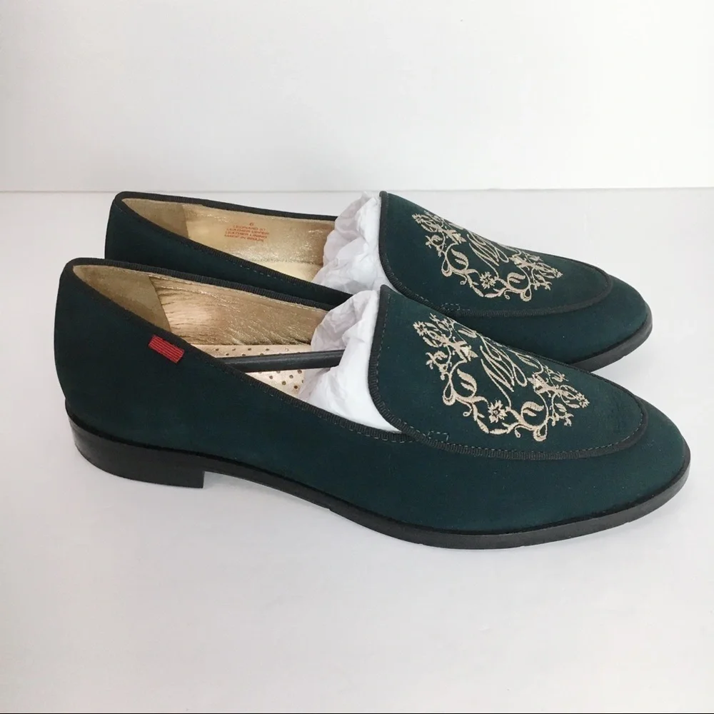 Marc‎ Joseph Womens Size 6 Emerald Green Nubuck Leather Slip On Loafers Shoes
